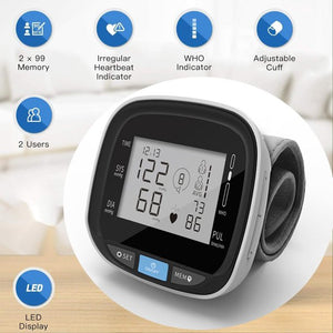 Doosl Blood Pressure Cuff, Large Wrist Blood Pressure Monitor LCD Display, Fully Accurate Automatic Digital BP Machine For Home Use Irregular Heartbeat And Hypertension Detector, J02