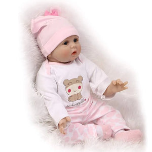 22" Reborn Dolls , Newborn Baby Realistic Doll Handmade Lovely Lifelike Silicone Vinyl Baby Doll, Kids Toy Birthday Christmas Gift for Girls ,Pink