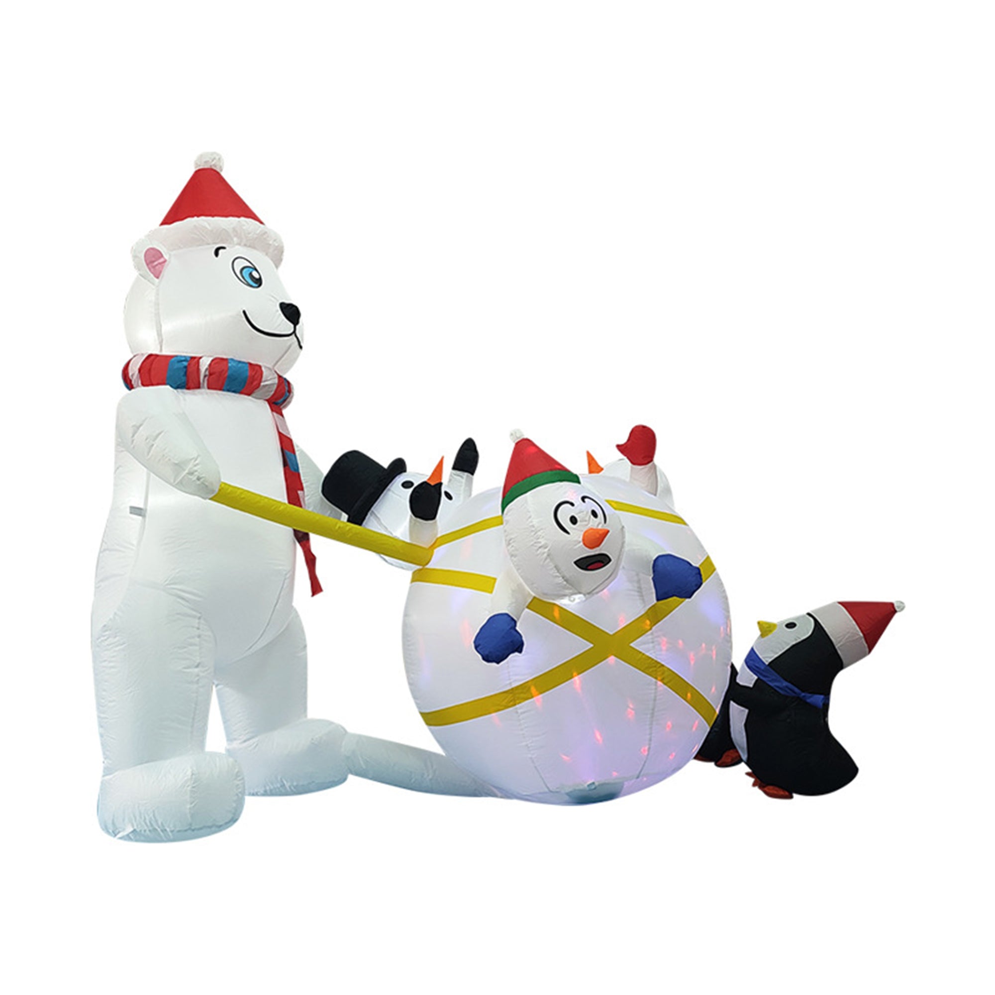 7FT Christmas Yard Inflatable, Polar Bear and Penguins Built-in LED Lights, Blow up Outdoor Christmas Decoration for Holiday, Yard, Lawn, Garden