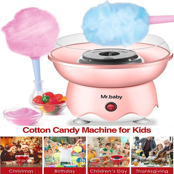 Cotton Candy Machine,Cotton Candy Sugar Floss Maker with Red Vintage Design,Homemade Candy Sweets for for Birthday Parties,Includes 10 Candy Cones & Scooper,Food Grade Material
