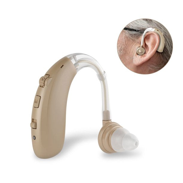 Cyber Deal Hearing Amplifier for Seniors, Vinmall Rechargeable Hearing Aids with Noise Cancelling, Behind the Ear Sound Amplification Beige