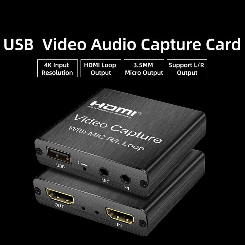 4K HDMI Video Capture Card,1080p Board Game Capture Card, USB 2.0 Recorder Box Device for Live Streaming Video Recording Loop Out
