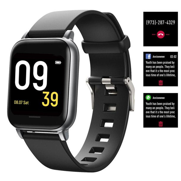 Doosl Smart Watch, IP68 Waterproof Fitness Tracker Watches for Men Women, Activity Tracker with Full Touch Color Screen Heart Rate Monitor Pedometer Sleep Monitor for Android and iOS Phones, Black