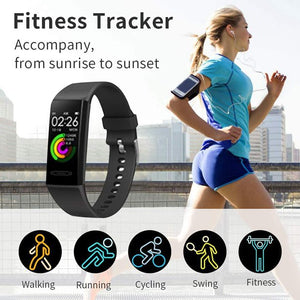 Jorocks Fitness Activity Tracker with Heart Rate Monitor Smart Watch for Women Men Kids, Black