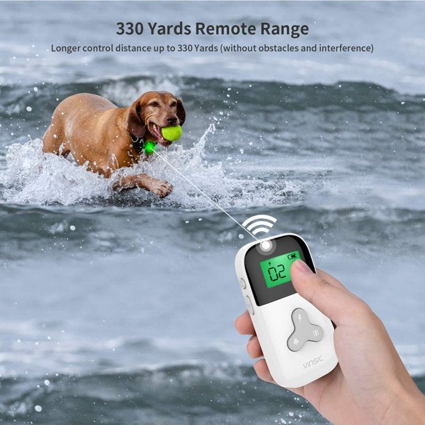 Vinsic Dog Training Collar,Waterproof Dog Shock Collar,1000 ft Remote Range Anti Barking Training Collar for Dog,USB Rechargeable Dog Bark Collar for Small Medium Large Dogs With LCD Display,White