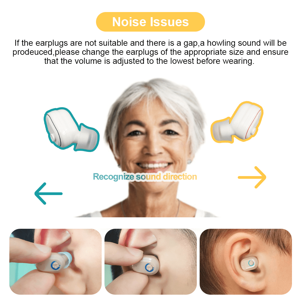 Personal Sound Amplifier for Ears, In the Ear Rechargeable Sound Amplifier with Noise Cancelling Volume Control for Seniors Adults, Beige