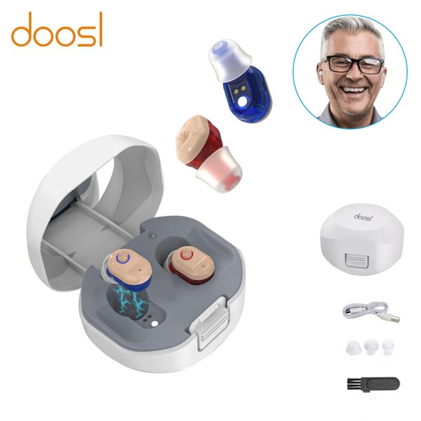 Doosl Hearing Aid for Seniors with Noise Reduction, Mini In-Ear Digital Hearing Aids for Ears, Rechargeable Enhances Speech and Audio Sound Amplifier with Portable Charging Case