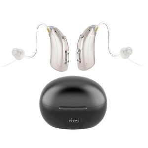 Doosl Hearing Amplifiers with Charging Case, Rechargeable Hearing Devices to Assist Hearing of Seniors, Volume Adjustable, 1 Pair