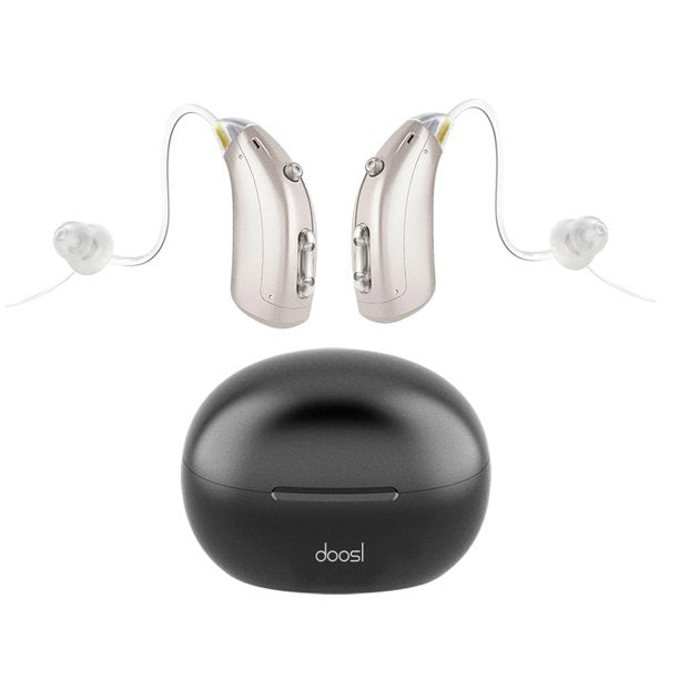2 PCS Hearing Aid Amplifier, USB Rechargeable Digital Hearing Assistance Aid with Noise Reduction, Voice Enhancer Aids with Charging Case, Universal Fit Behind the Ear for Adults Seniors