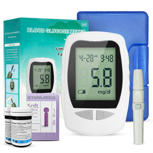 Blood Glucose Monitor Kit, Diabetes Testing Kit with 100 Test Strips and 100 Lancets Blood Sugar Test Kit with Lancing Device, Portable Blood Glucose Meter for Home Use
