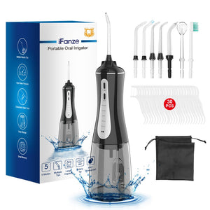 Water Flosser Teeth Cleaner, iFanze Cordless Dental Oral Irrigator - Portable Water Pick with 5 Modes, 7 Tips & Dental Floss - Power Dental Flosser for Home, Travel & Office Use