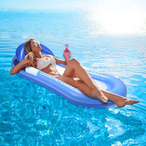 Pool Floats, Inflatable Swimming Pool Loungers with Adjustable Sun Canopy & Head Pillow for Pool Storage Toy, Beach Accessories, Water Hammock for Adults, Kids