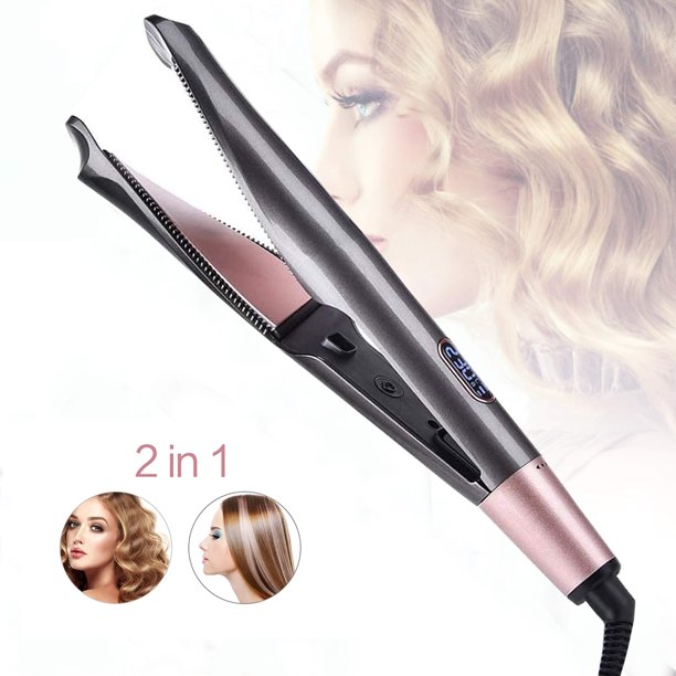 Hair Straightener Curling Iron 2 in 1,Xpreen Tourmaline Ceramic Twisted Flat Iron Beauty Hair Tools,Adjustable Temp, LCD Digital Display