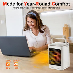 1500W Space Heater with Thermostat for Indoor Office Room Use