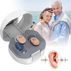Doosl Hearing Amplifiers Rechargeable, Noise Reduction In-Ear Digital for Seniors, Enhances Speech and Audio Personal Sound Amplifiers with Portable Charging Case, Both Ears