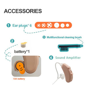 1 Pair Hearing Aids, Battery Powered Hearing Amplifier with Noise Cancelling for Adults with Hearing Loss, Digital Ear Hearing Assist Devices Volume Control Flesh