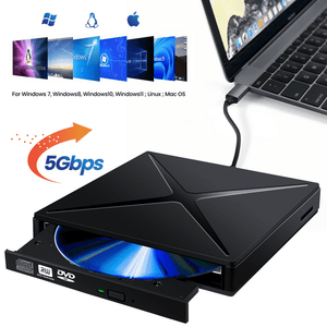 External Dvd Drive for Laptop, Doosl CD DVD Player and RW CD ROM Burner for Laptop Desktop PC Windows Linux IOS Apple Mac Black