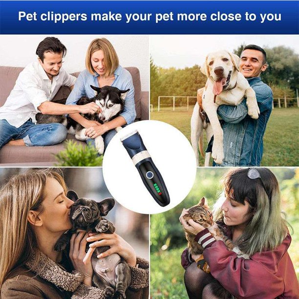Vinmall Dog Clippers Low Noise Pet Clippers Rechargeable Dog Trimmer Cordless Pet Grooming Tool Professional Dog Hair Trimmer with Comb Guides Scissors Nail Kits for Dogs Cats and Others