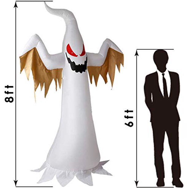 8 FT Halloween Inflatables Red Eye Ghost Outdoor Blow up Yard Decorations Built in LED Lights