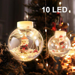 New Year 2022 LED Christmas String Lights with Santa Claus, Curtain Lights with Wishing Ball for Yard Home Party Porch Holiday Decor(Warm White)