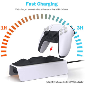 Doosl PS5 Controller Charging Station, Fast Charger Dock for PlayStation 5 Dualsense Controllers with Charging Cable and LED Indicator