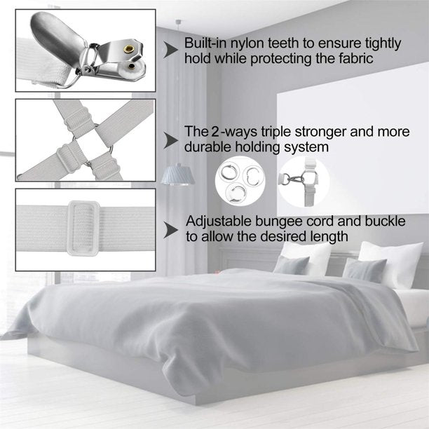 Bed Sheet Straps, Adjustable Long Bed Sheet Holder Straps Bed Sheet