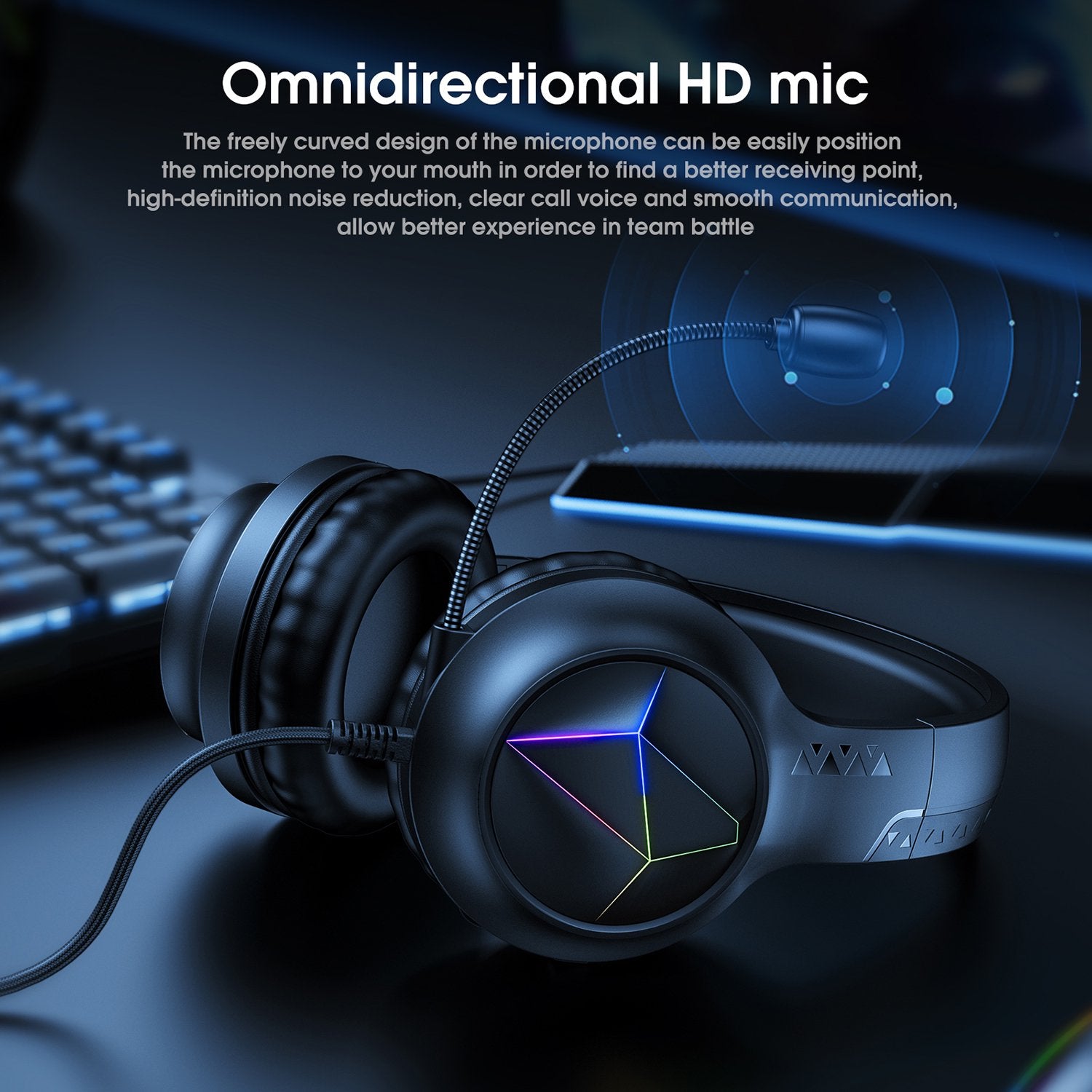 ONIKUMA X35 Gaming Headset, Stereo Bass Surround RGB Noise Cancelling Over Ear Headphones, for PS4 PC Nintendo Switch Tablet, Noise Cancelling Mic LED Light, Designed Technically for Gamer