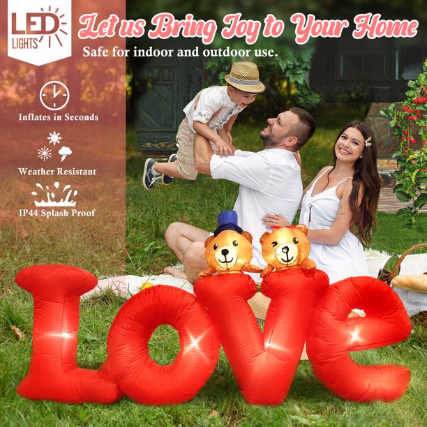 6.5FT Valentines Day Inflatables with Light Up Wedding Decoration for Birthday Wedding Anniversary Party Yard Lawn Garden Home Decor