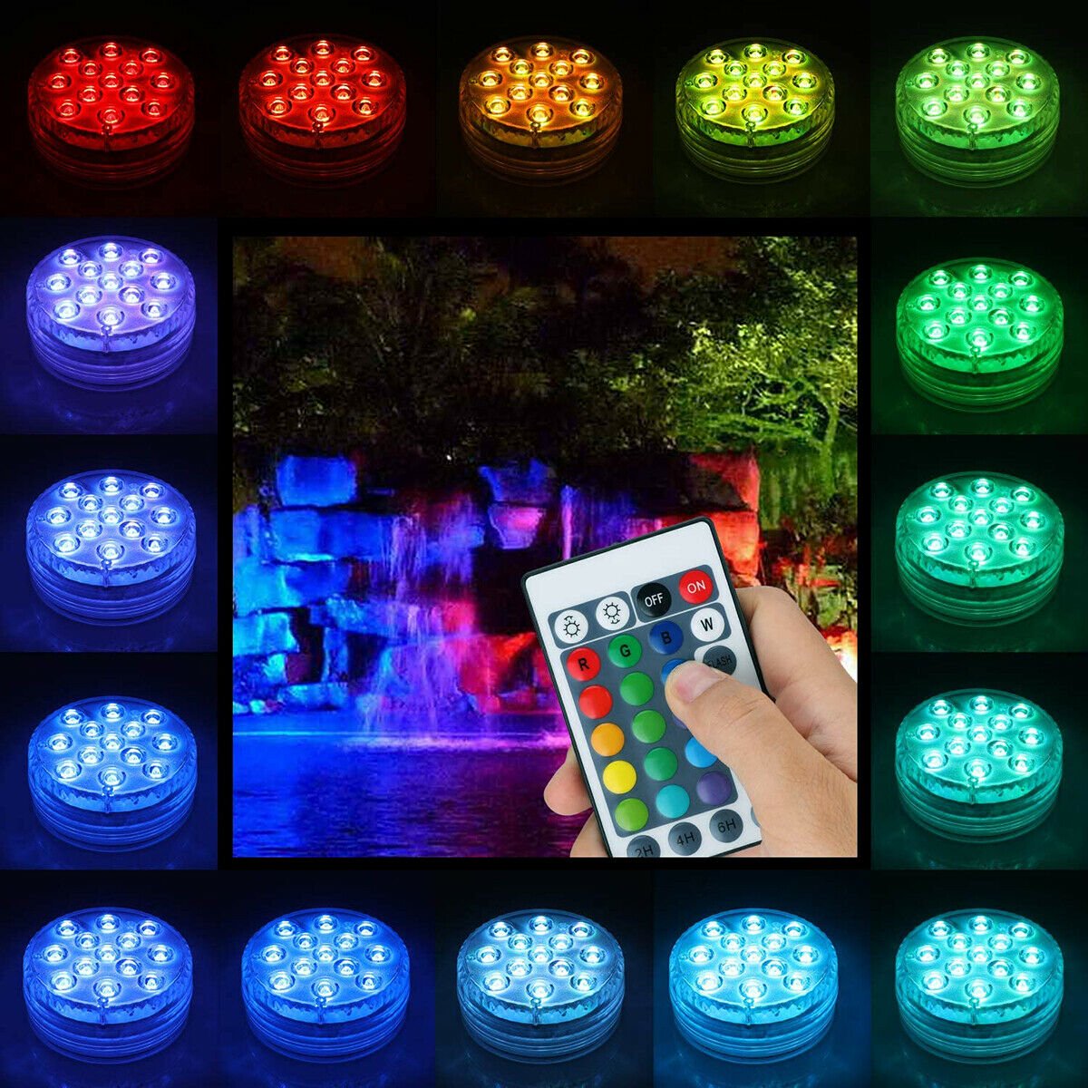 4 Pack Swimming Pool Lights for Bathtub Fountain Hot Tub Waterproof Pond Light with Remote Home Party Vase Fish Tank Halloween Decor RGB Underwater Submersible LED Lights