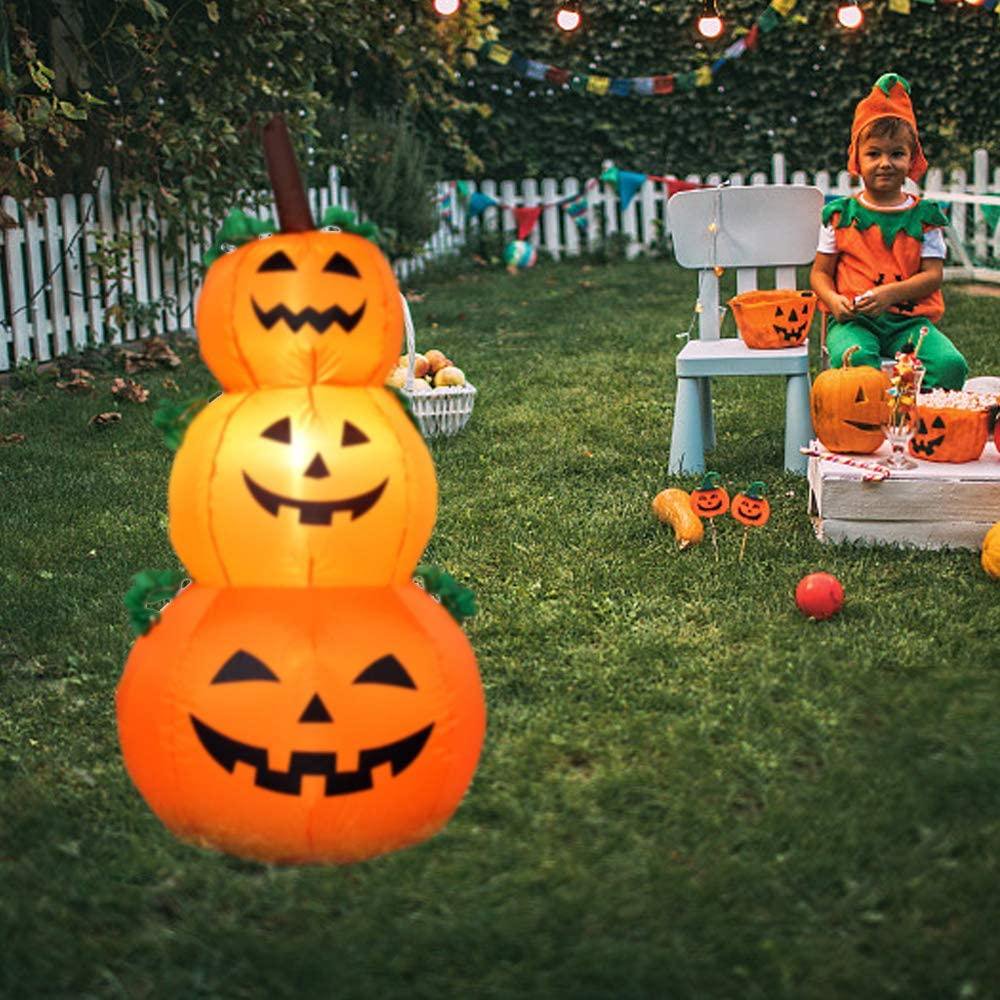 Halloween Inflatable Pumpkin, Stacked Pumpkins with Build-in LED Blow Up for Lighting Up Halloween Party Indoor Yard Garden Lawn Decoration