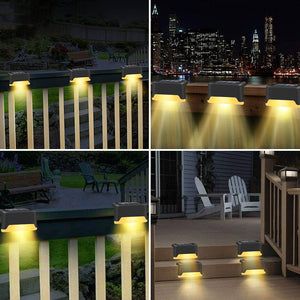 4 Pack Solar Deck Lights Waterproof Led Solar Lamp Outdoor Warning Warm Light for Steps Decks Pathway Yard Stairs Fences Tent Camping