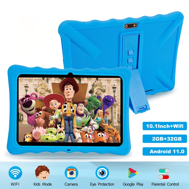 Doosl 10.1 inch Kids Tablet, 32GB Storage WiFi Android 11 Tablet for Kids, HD Touch Screen, Parental Control, Learning Tablet with IWAWA Application, Kids Tablets with Blue Case S1