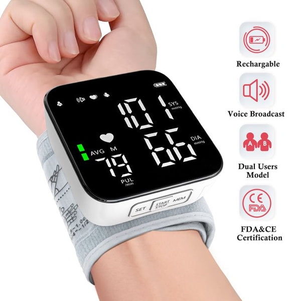 iFanze Rechargable Wrist Blood Pressure Monitor, Blood Pressure Cuff with  LCD Display, Automatic Digital Home BP Monitor Cuff - Accurate, Adjustable  Cuff, Intelligent Voice - Hypertension Detector 