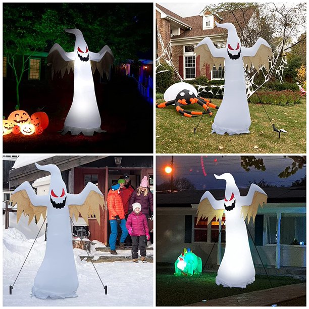 Cooseas 8 FT Halloween Inflatables Red Eye Ghost Outdoor Blow up Yard Decorations Built in LED Lights