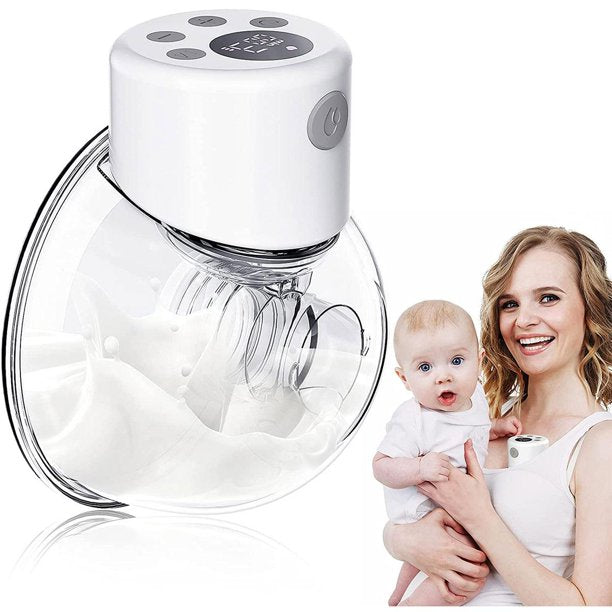 Wearable Electric Breast Pump, Hands-Free Breastpump with LCD Display, Wireless Portable Breastfeeding Pump Battery Powered, 2 Modes & 9 Levels Rechargeable Milk Pump