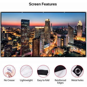 120" Portable Indoor Outdoor Projector Screen, Emossie 16:9 HD Protable Projection Screen Foldable Projector Movies Screen Support Double Sided Projection for Travel Office Home Theater