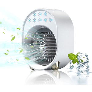 Melliful Portable Air Conditioner Fan with 220ml Water Tank, Personal Air Cooler Fan Mini Evaporative Desk Fan USB Small, 3 Wind Speeds, Temperature Display, Quiet for Home Office