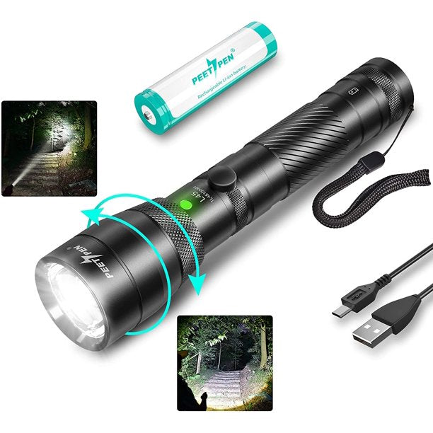 LED Flashlight Rechargeable, Laighter Super Bright 12000 High Lumens Powerful LED Tactical Flashlight with 5 Modes for Home, Hiking, Emergencies