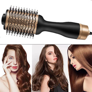 Hot Air Brush, 1200W Hair Dryer and Volumizer Hot Air Brush 5-in-1 Air Hair Brush Straightening Curling Negative Ionic Technology Brush for Home Travel and Salon