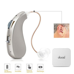 Doosl Hearing Aids for Ear, Mini Invisible Rechargeable Hearing Amplifier to Aid Hearing with Noise Cancelling and Volume Control for Adults or Seniors, Beige