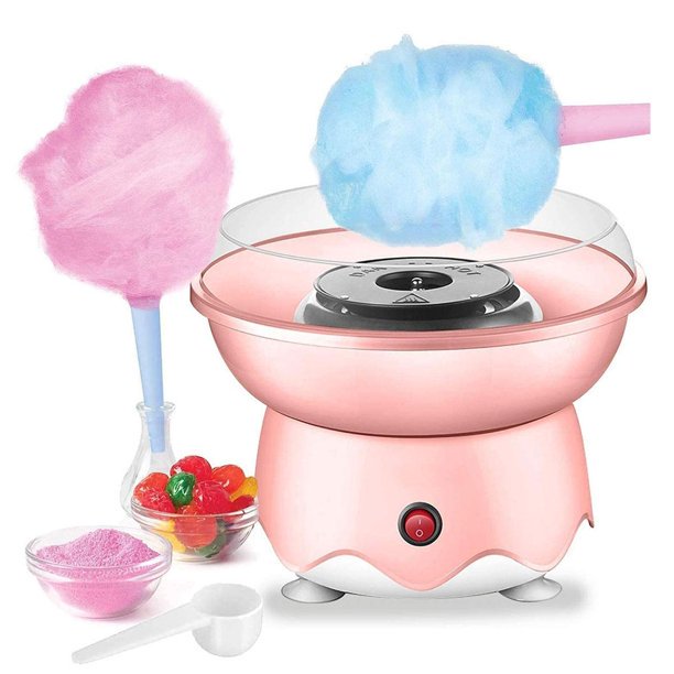 Cotton Candy Machine, Gift Choice for Kids, Homemade Cotton Candy Maker for Birthday Family Party Christmas Gift, Mini Candy Floss Machine with 10 Cones and Sugar Scoop (Pink)