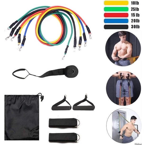 Bodyweight Resistance Trainer Kit, Home Suspension Training Straps, Fitness Resistance Trainer with Resistance Loop Bands, Full Body Workout for Indoor or Outdoor Gym(Black)
