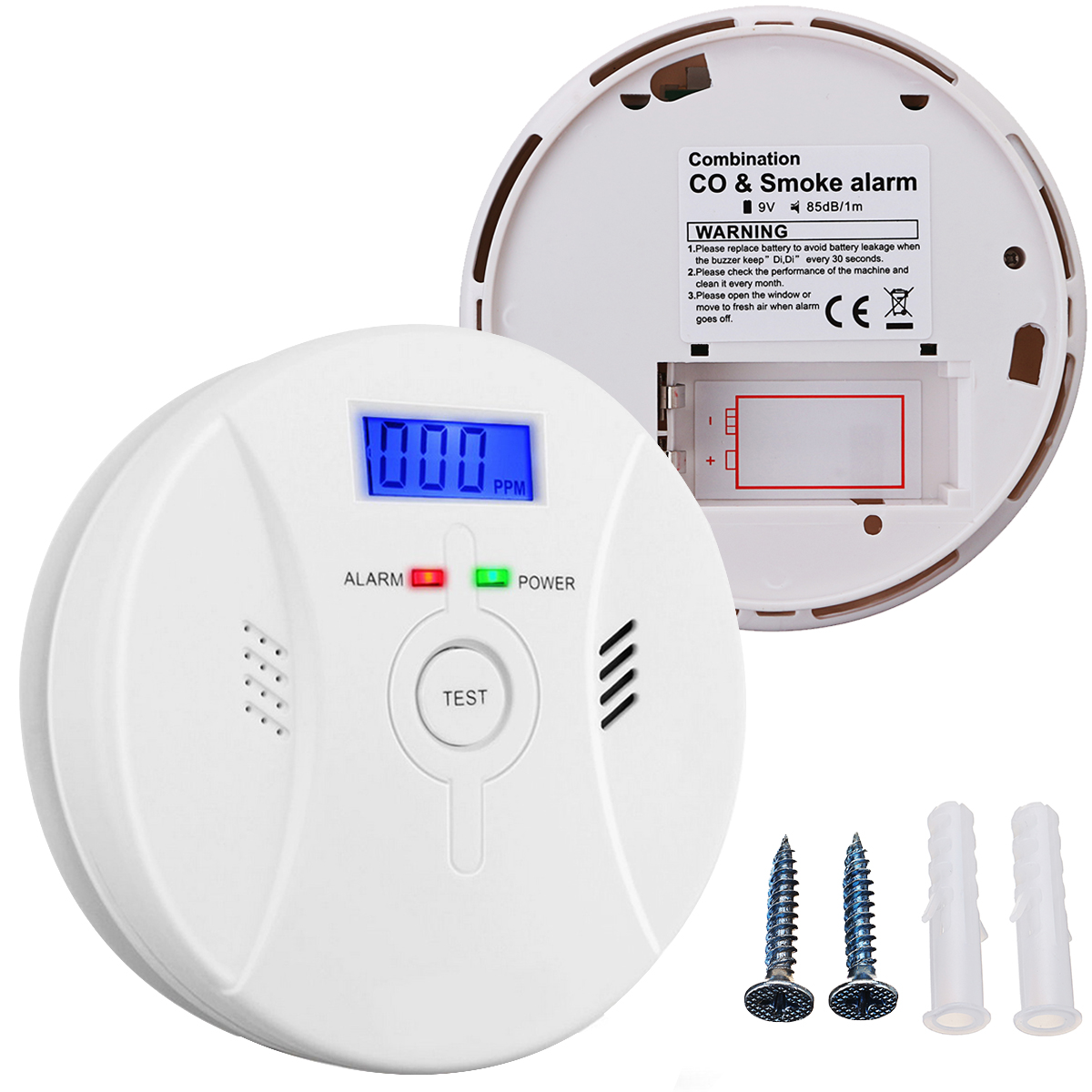 Carbon Monoxide and Smoke Alarm, Sensitive Home CO2 Sensor Detector Wireless CO Carbon Monoxide Poisoning Smoke Gas Sensor Warning Alarm Detector LCD Indicator