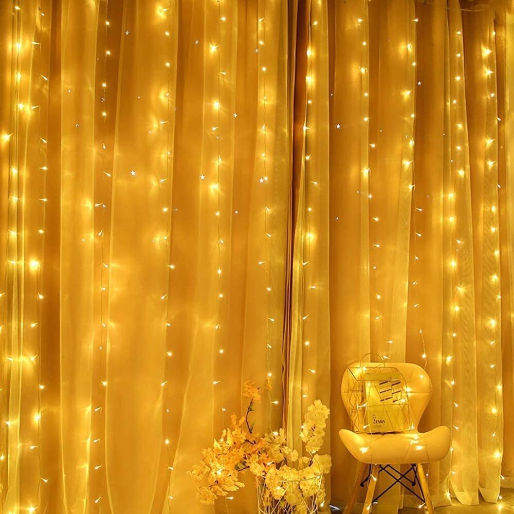 Window Curtain String Light, 300 Waterproof LED Twinkle Lights, 8 Modes Fairy Lights USB Remote Control Lights for Christmas Bedroom Party Wedding Home Garden Wall Decorations(9.9x9.9 Ft)