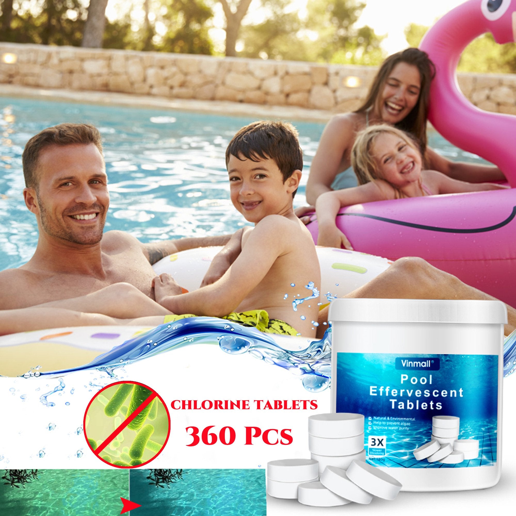 Melliful Chlorine Tablets for Swimming Pool Cleaning, 360 Pcs