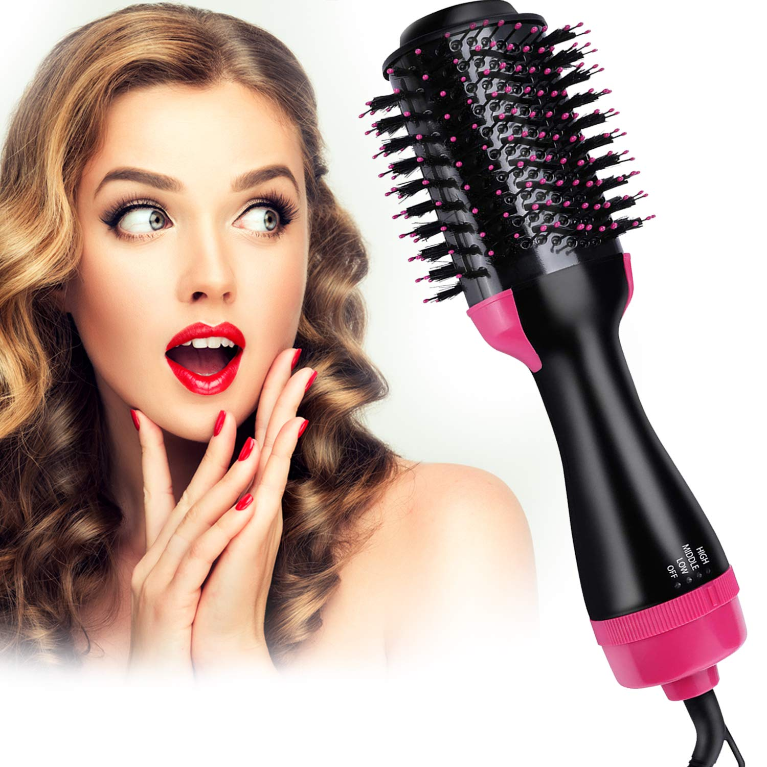 Xpreen Hair Dryer Brush, 4 IN 1 Hot Air Brush Multifunctional Hair Dryer & Volumizer & Styler,Hair Blow Dryer,Salon Hair Straightener Static Suitable for All hair Anti-Scald
