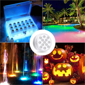 Laighter Submersible Pool Lights with Remote RF,Magnets,Suction Cups,13 LED Submersible Led Lights Waterproof IP68,LED Underwater Lights,Colors Changing Pond Lights Battery Power(4 Packs)