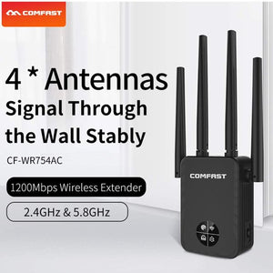 Doosl WiFi Range Extenders Signal Booster 1200Mbps for Home or Office, WiFi Booster Repeater 2.4 and 5.8GHz Dual Band WPS Wireless Signal Strong Penetrability, Wide Range of Signals(3500 sq.ft)