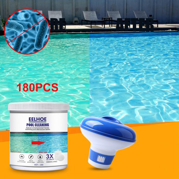 180pcs Pool Chlorine Tablets, JoRocks Chlorine Tablets with Floating Chlorine Dispenser for Pool, Spas and Hot Tubs Cleaning