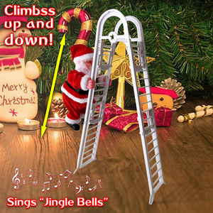 Vinmall Santa Climbing Double Ladder Singing Electric Toy Hanging Decoration Christmas Tree Holiday Gift for Kids